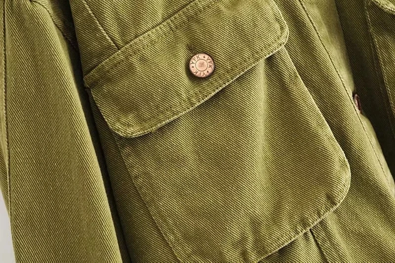 Увядшая зимняя джинсовая куртка женская BTS high street army green однобортная негабаритная куртка feminino jaqueta женский топ