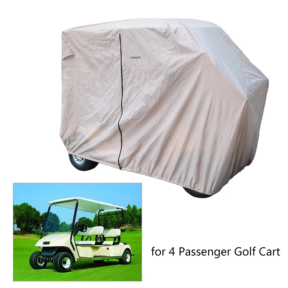 

TOMSHOO Durable 2/4 Passenger Golf Cart Cover Waterproof Golf Cart Cover Golf Accessories Car Roof Enclosure Rain Cover