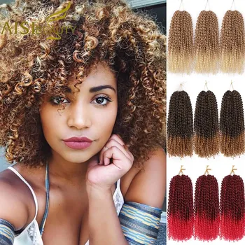 

AISI BEAUTY 8inch 30g/pcs Marley Braids Ombre Crochet Braids Hair Synthetic Braiding Hair Extensions for Women Purple Black