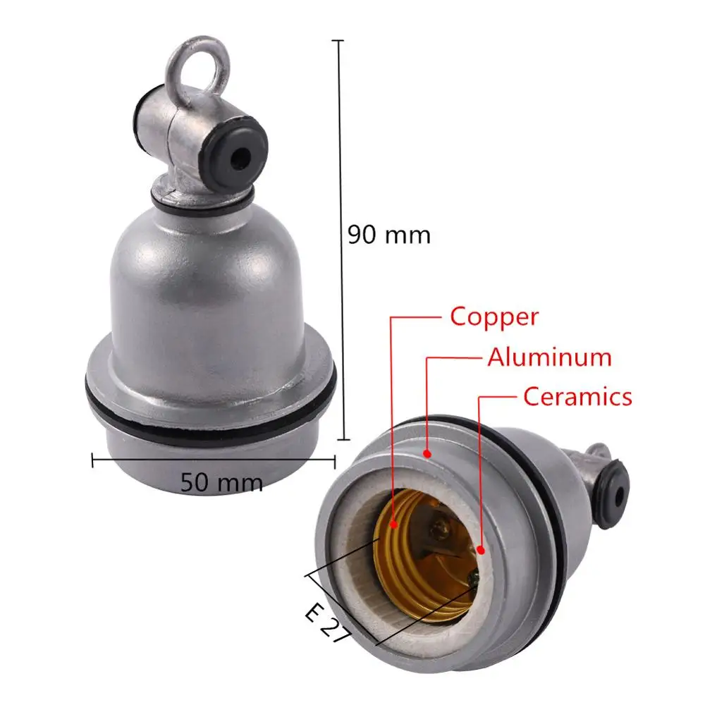 E27 Crawling pet lizard tortoise heating lamp holder & power cord switch Piglet Chicken Brooder Heating Spiral Light Socket 1 Pc — view 2
