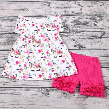 

baby girls summer unicorn outfits kids shorts with hot pink ruffle boutiques clothes girls summer clothes