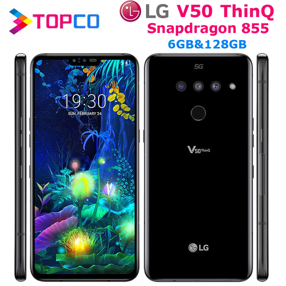 LG V50 ThinQ V500N Original débloqué LTE NFC téléphone Android Snapdragon 855 Octa Core 6.4 "Triple caméras 6GB et 128GB d