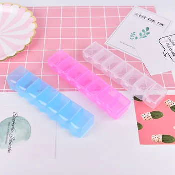 

7 Days Pill Case Medicine Storage Tablet Pill Box With Clip Lids Medicine Organizer Dispenser Weekly 3 Colors