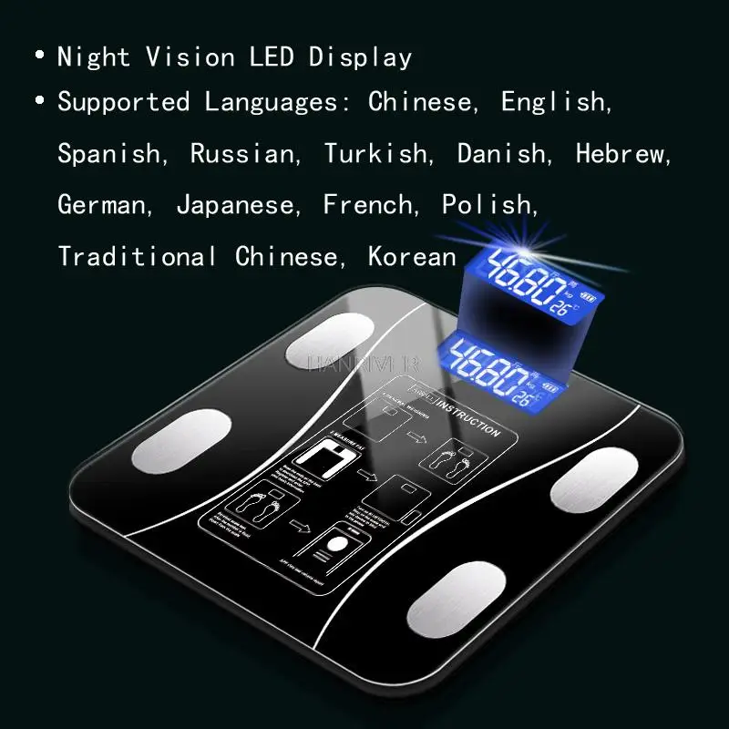 Bluetooth Body Fat Scale BMI Scales Smart Wireless Digital Bathroom Weight Scale Body Composition Analyzer Weighing