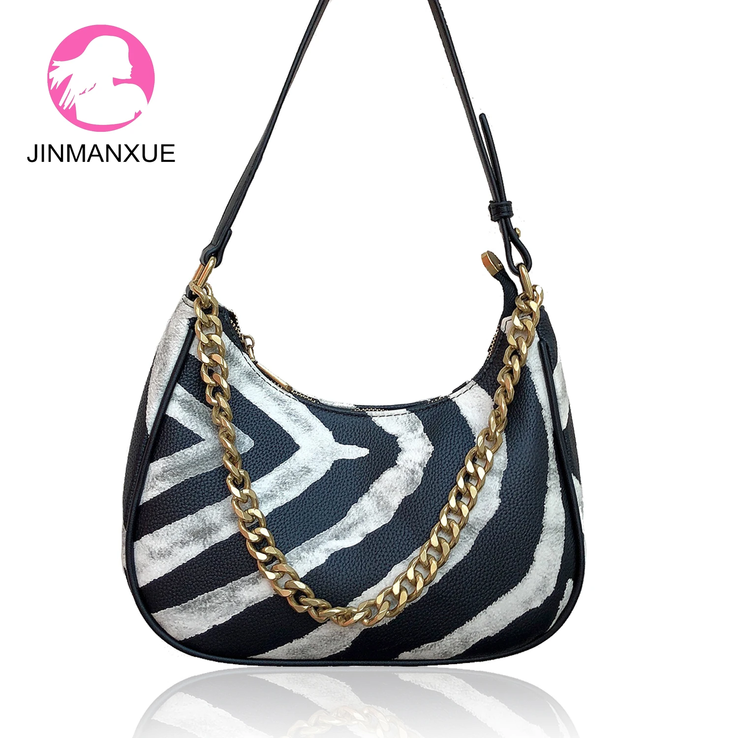 

Fashion Zebra Pattern Hobo Handbag Totes Women Clutch Casual Travel Small Shoulder Underarm Purse Portable Top-handle Bags