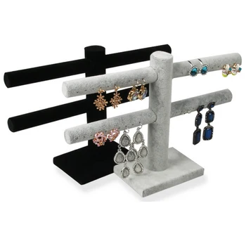 

New 2016 Double-deck Flannelette+PVC Pipe Earrings Ear Stud Finger Ring Show Shelf Jewellery Display Props