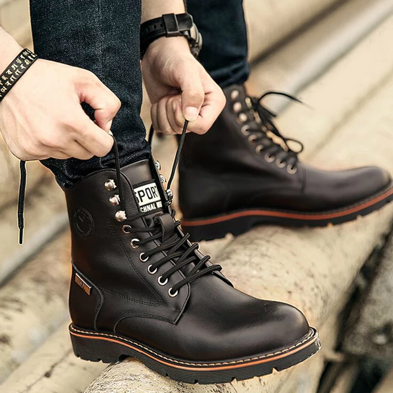 

Martin boot man leather warm desert overalls man's versatile new autumn high top British army boots hiking shoes men