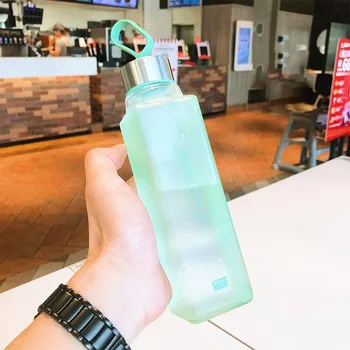 

Korean Water Bottle Plastic Square Cup Portable Children Personality Frosting Simple Trend Creative Japan Funny Shot Cup QZL067