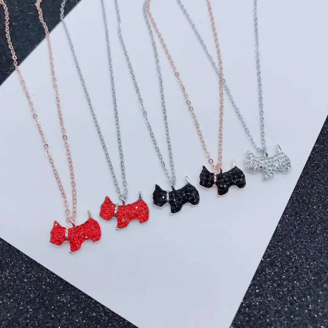 

Year of Fate Fine Silver S925 Puppy Necklace Ear Stud-Style Year of the Dog Lovely Dog Combo Versatile