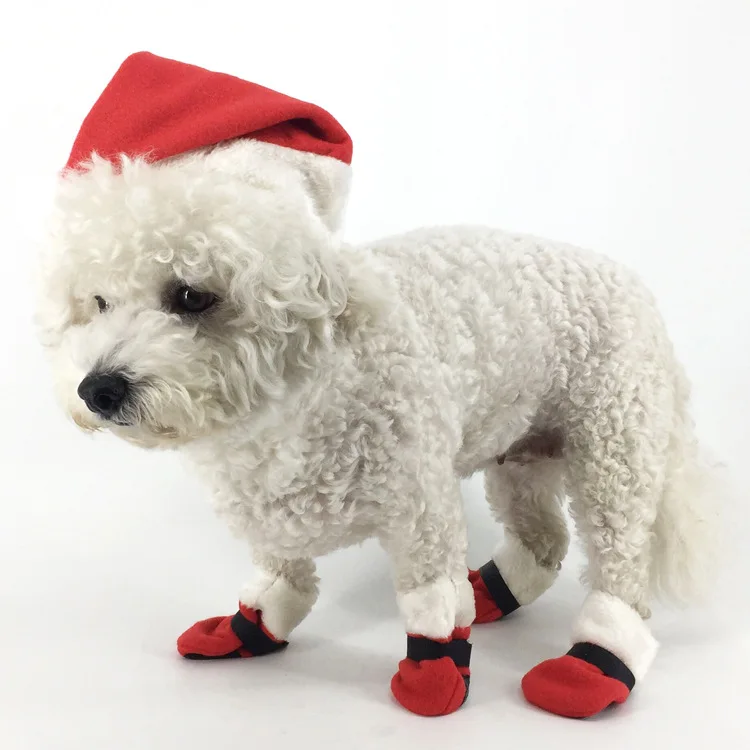 Домашнее животное Рождество день одеваются кошка шляпа красный заостренный колпачок Собака Рождество шляпа носки пять частей товары для домашних животных