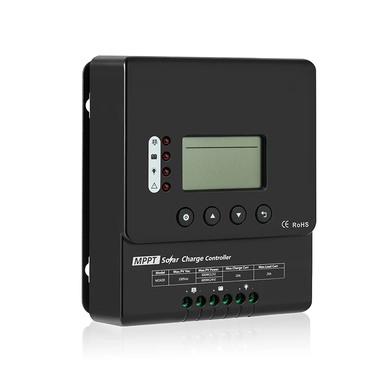 POWLAND 20A 30A 40A ЖК-дисплей MPPT 12 В/24 В солнечная панель регулятор заряда батареи с RS485