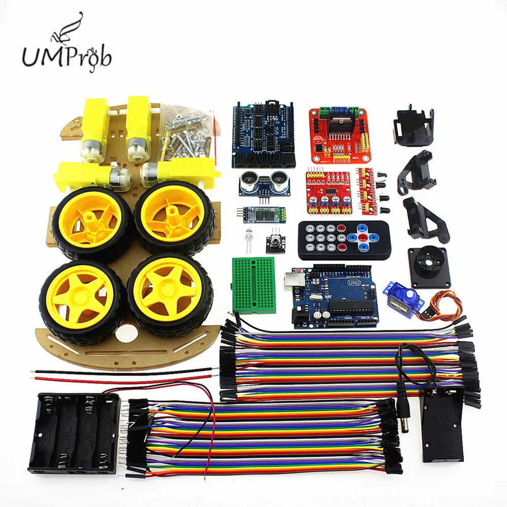 Многофункциональный Умный Автомобиль DIY для arduino 4WD Bluetooth комплект образования