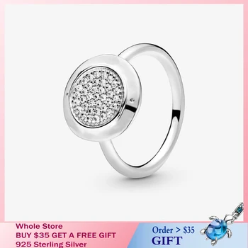 

New DIY Gift Authentic 925 Sterling Silver Rings Pave Sparkling Inlaid brick ring Jewelry Lady Trendy Silver Rings