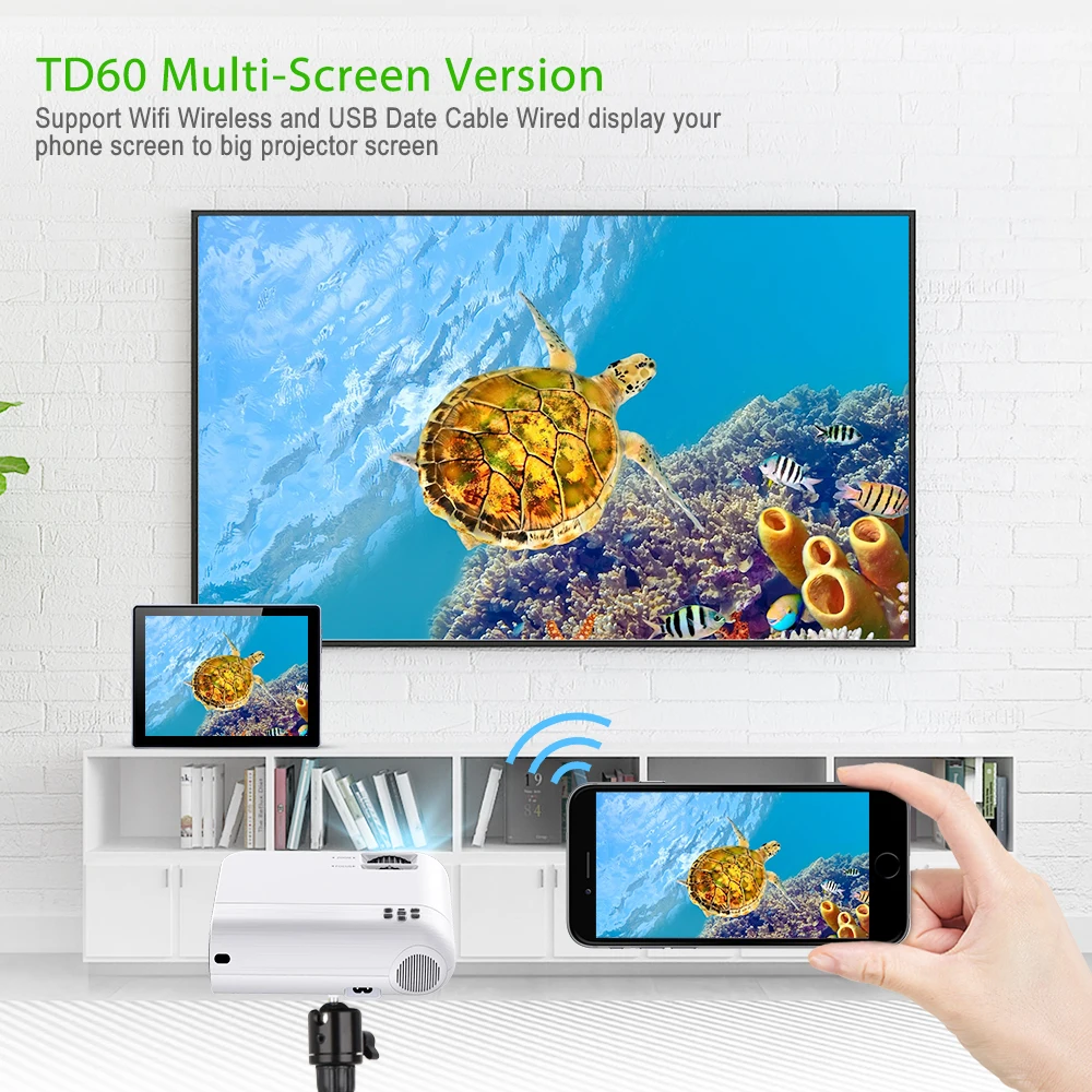ThundeaL Mini Projector TD60 Support Full HD 1080P Video LED WiFi Android Beamer Link Phone 3D Home Theater Portable Projector-3