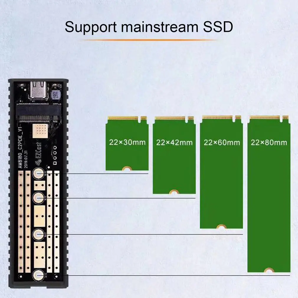  M.2 NVME SSD Gehäuse Adapter USB 3.1 Gen 2 zu NVME PCI-e m-Schlüssel Solid State Drive Externes Geh