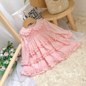 

2020 Autumn New Spanish Lolita princess dress Ruffles sweet cute Long sleeve dress for girls Kids vintage vestidos Y3264