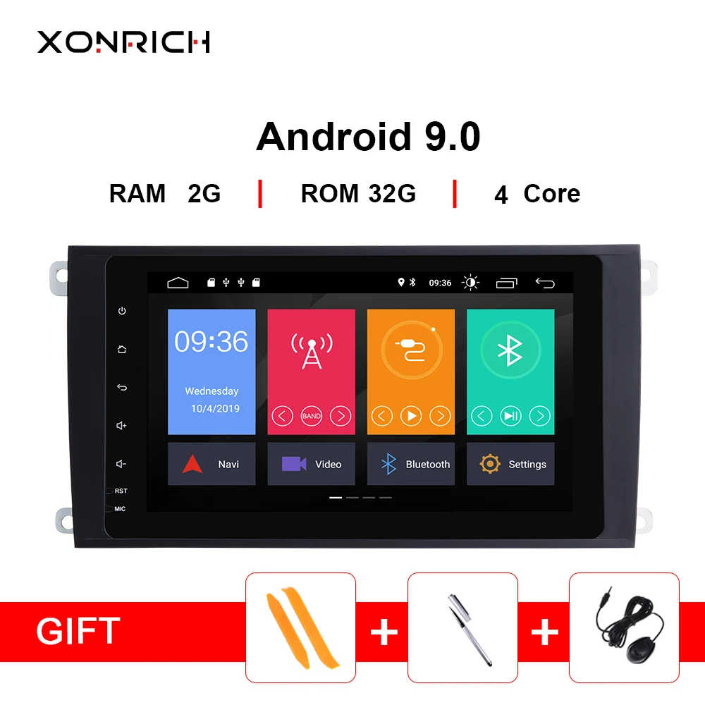 2 din Android 9,0 Автомобильный мультимедийный плеер gps Радио для Porsche Cayenne S GTS 2002-2009 головное устройство аудио стерео навигация dvd cd