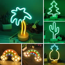 Cute Rainbow LED Neon Light Sign Holiday Christmas Party Wedding Birthday Decorations Kids Room Home Desk Decor Night Lamp Gift