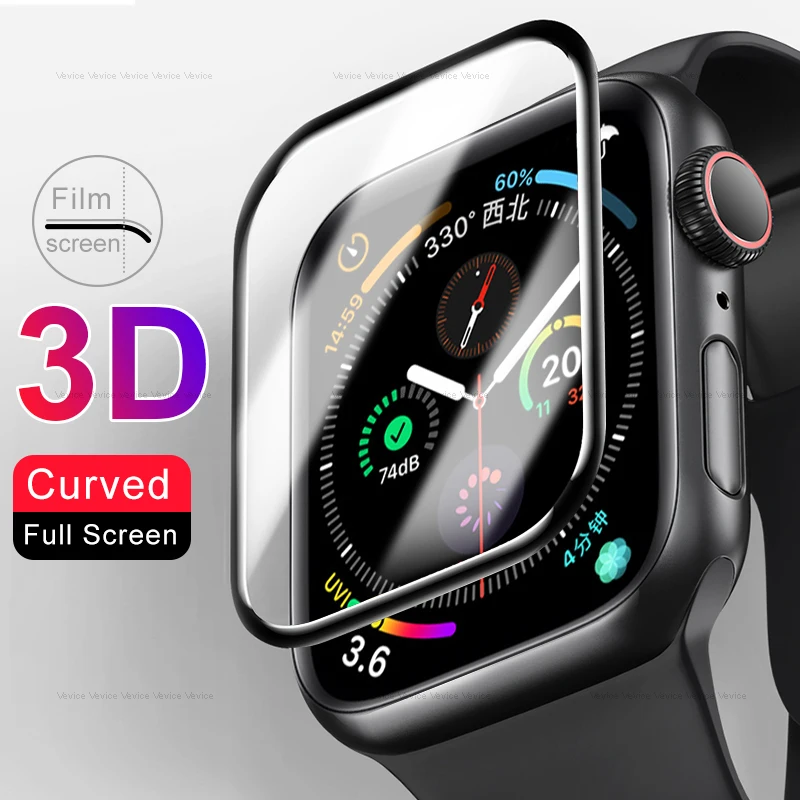 Изогнутое закаленное стекло с полным 3D покрытием для iWatch серии 5 6 защита экрана
