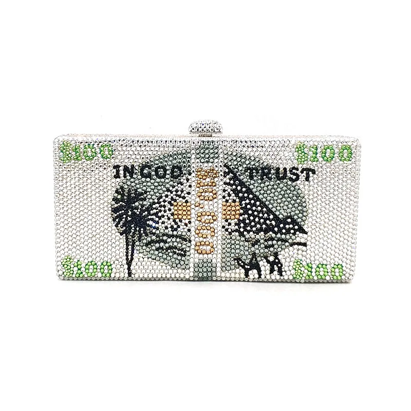 

Special customization luxury money bag women evening party diamonds Saudi Arabia crystal clutches $10000 ingod trust bill bag