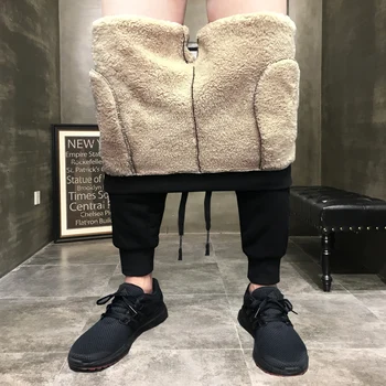 

Winter Plus Velvet Thick Pants Men Warm Slim Fashion Solid Color Casual Joggers Pants Man Streetwear Wild Sweatpants Men M-4XL