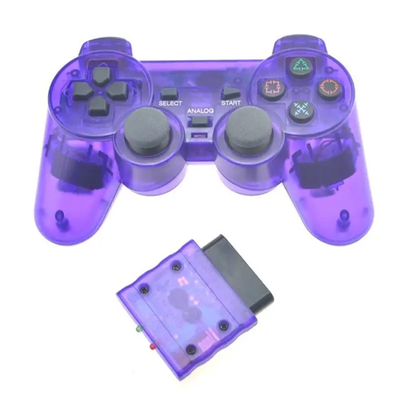 For Sony plastation 2 PS2 Transparent Color Wireless Gamepad 2.4G  Joystick Blutooth Game Controller for ps2 gamepad 
