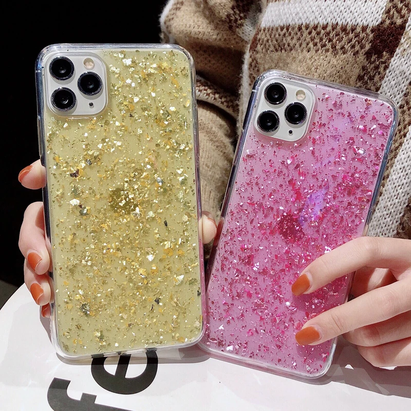 Чехол для телефона Samsung Galaxy S8 S9 S10 S20 Plus ультратонкий Блестящий цветной золотой