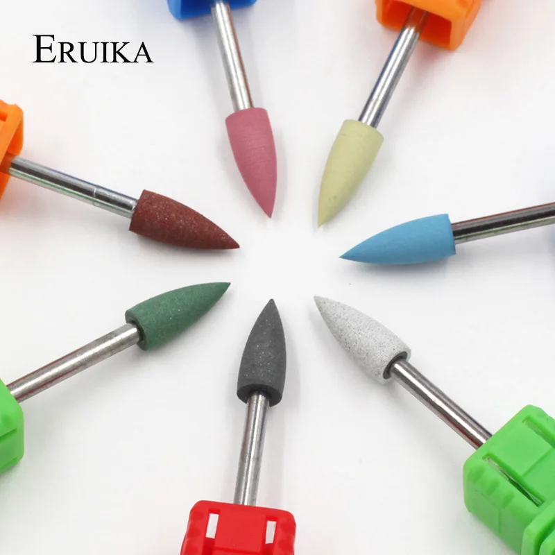 ERUIKA 1PC Bullet Head Rubber Silicon Nail Drills Bit Flexible Polisher Manicure Machine Nail Accessories Nail File Polish Tools 3