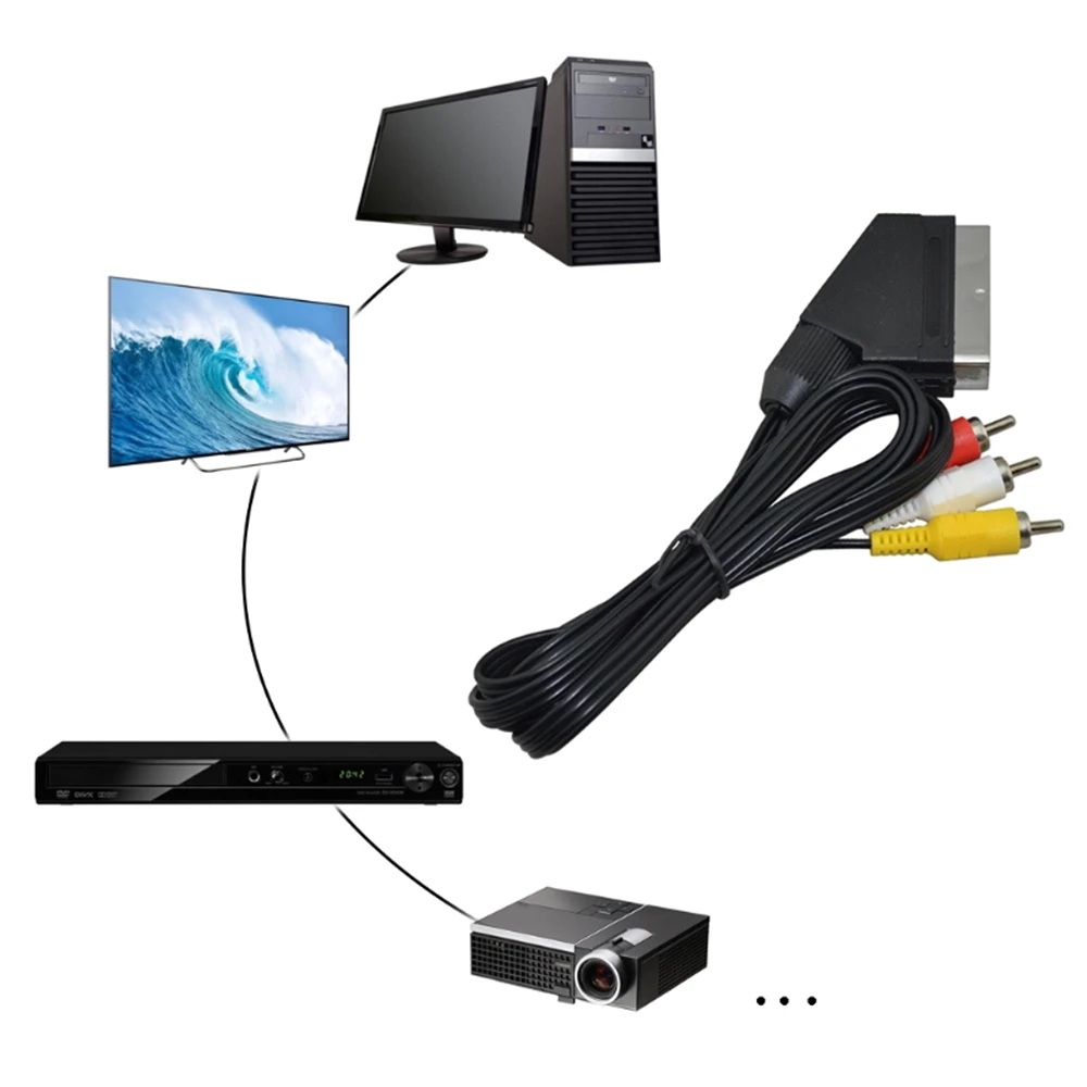 1 шт. высококачественный 8 м/6 футов RGB Scart на 3 RCA видеокабель для NES FC XXUC заменяет ваш