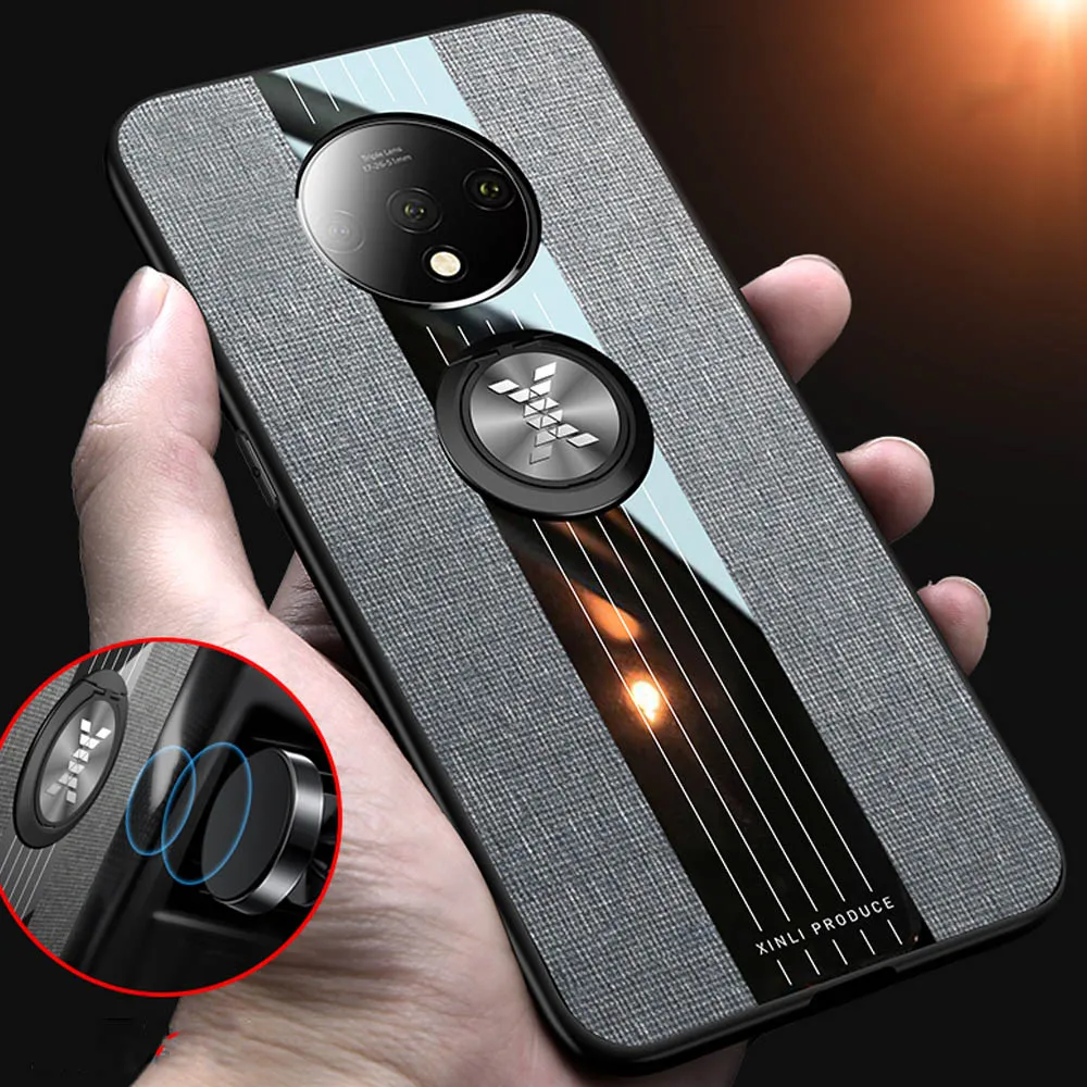 Для Oneplus 7T чехол силиконовый мягкий ТПУ бампер кольцо держатель Магнитный для