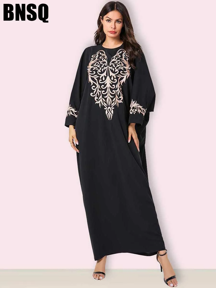 Мусульманская вышивка абайя платье Летучая мышь Vestidos вечерний кардиган-кимоно длинные халаты Jubah Ближний Восток Eid Рамадан исламский
