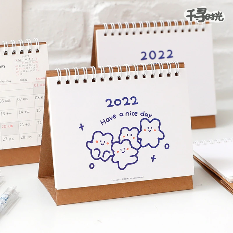 absceso demasiado Cuota de admisión Calendario de escritorio Kawaii para niñas, libreta de escritorio pequeña  con dibujos animados, libreta creativa, calendario de corazón, 2022| Calendario| - AliExpress