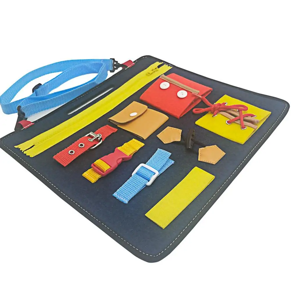 lower price  Busy Board Montessori Educational Toys For Baby Preschool Child Dressing/Zipper/Buckle/Button Toy L