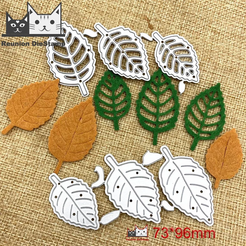 Juego de troqueles de corte de Metal para colección de recortes, troqueles para hacer tarjetas, hojas de otoño, Hojas simples, Kscraft, 6 uds.