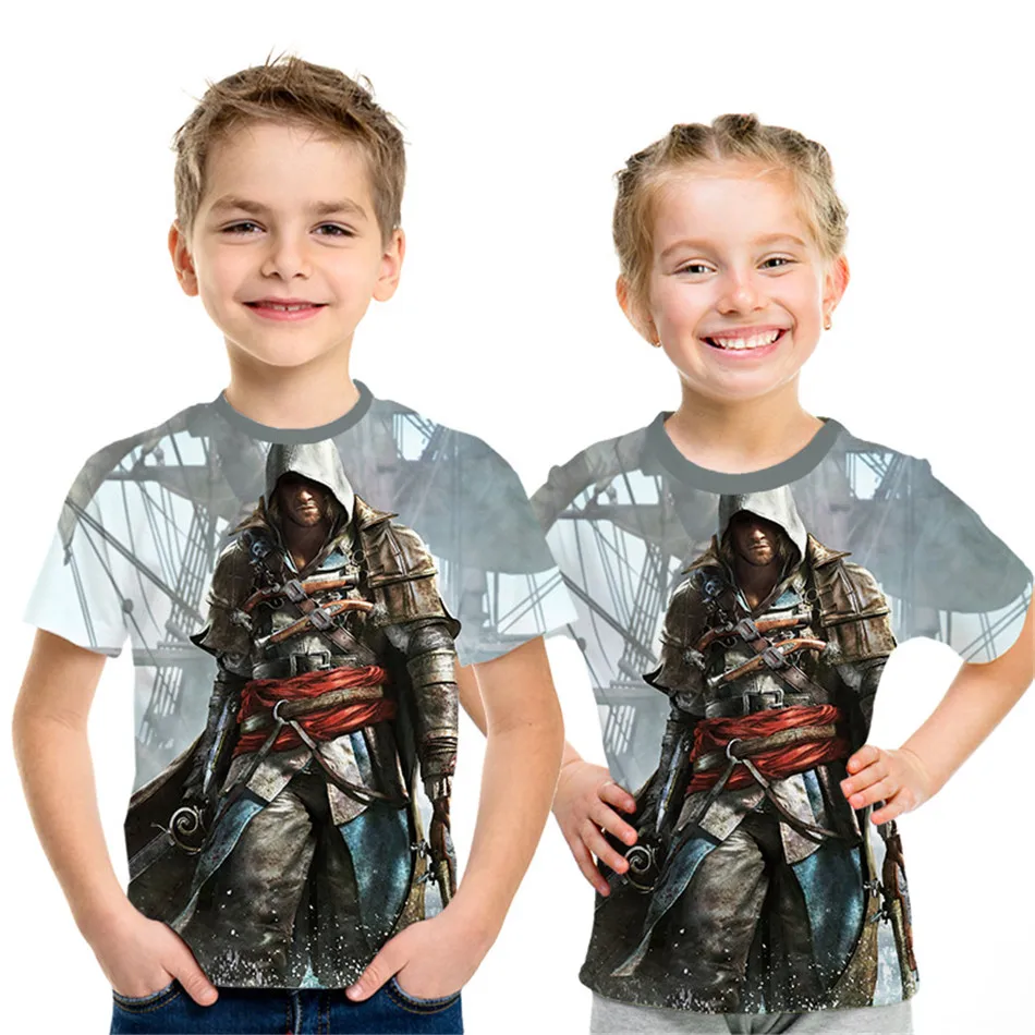 Летняя футболка с 3D принтом Assassins Creed для детей от 4 до 12 лет модная футболка с принтом аниме для мальчиков и девочек Детские футболки в стиле хип-хоп - Цвет: picture show NT-857