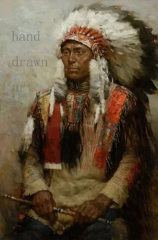 

Old artist hand-painted oil painting on canvas:European Aboriginal leaders. Free shipping