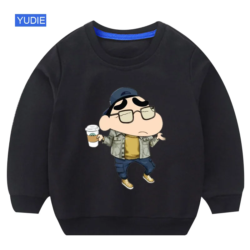 Детский свитер; толстовки для мальчиков; толстовка с капюшоном с забавным рисунком «Crayon Shin Chan»; детская белая забавная осенняя одежда года для мальчиков 6 лет