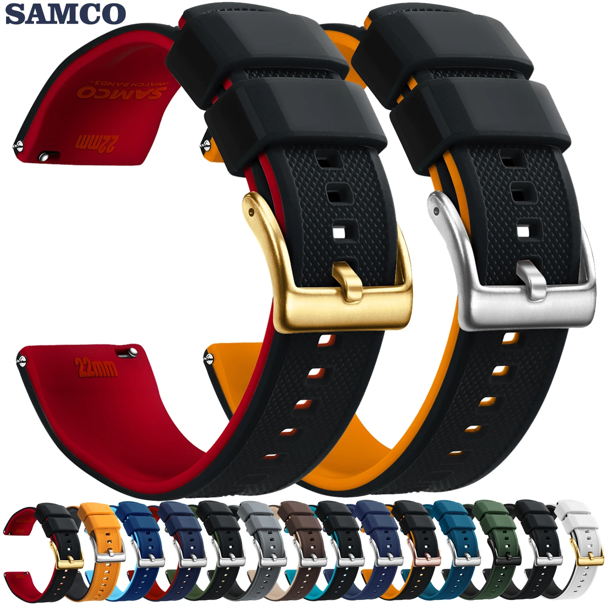 Silicone Watch Band 20mm 22mm Quick Release Rubber Watches Strap For Men  Women Waterproof Replacement Watchband