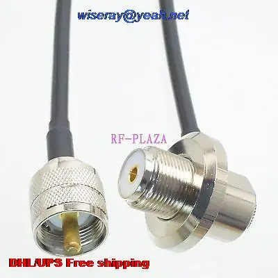 DHL/EMS 50 pcs Cable 10FT UHF PL259 male to SO239 female nut 90 degree angle RG58 Pigtail jumper cable -A2 | Электроника