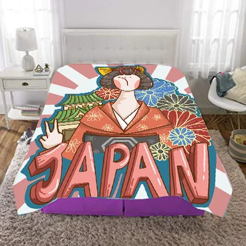 

Japanese Geisha/UK/Thailand Coral Fleece bedspread bedsheet Throw Blanket Plush Oversized Couch Chair Travel cartoon Blanket