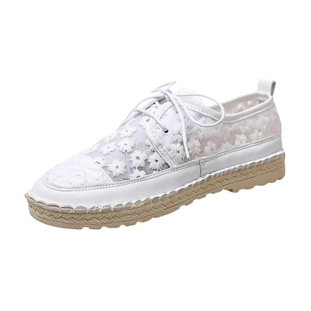 Summer Comfortable Loafers 2022 Women's Retro Mesh Breathable Flat Casual Shoes 35-40 Hollow Embroidery Lace Up Female Sneakers ballet flats shoes winter