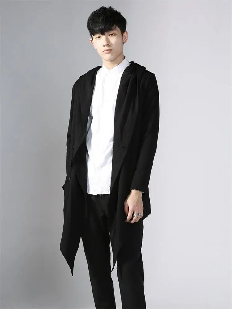 

Весенне-осеннее Оригинальное модное Брендовое темное корейское уличное пальто средней длины с капюшоном, трендовая одежда