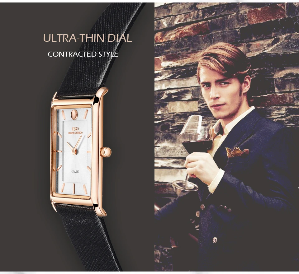 IBSO бренд 7 мм ультра-тонкие прямоугольные кварцевые наручные часы с циферблатом мужские часы с кошельком набор часы с ремешком из натуральной кожи подарок#2232 комплект