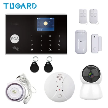 Tuya 433MHz Wireless/Wired WIFI GSM Alarm Set Home Burglar&Security Alarm System With IP Camera/Smoke Detector DIY Alarm