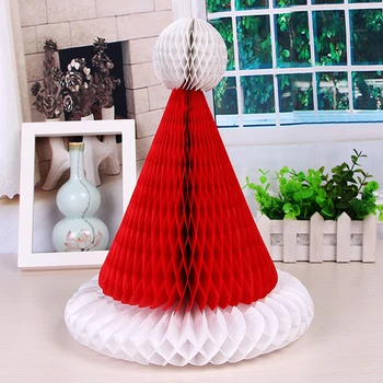 

Honeycomb Santa Claus Hats Hanging Christmas Ornament For Xmas Party Festival Decoration Paper Flower