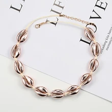 Ожерелье из ракушек для женщин, для девочек, в стиле бохо, натуральная оболочка, розовое золото, колье-чокер, ожерелье, простой океан, пляж, подарки для отдыха