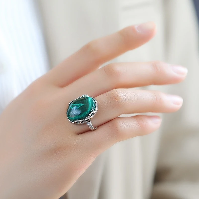 Malachite Natural stone Ring Jewelry Women Men natural stone ring