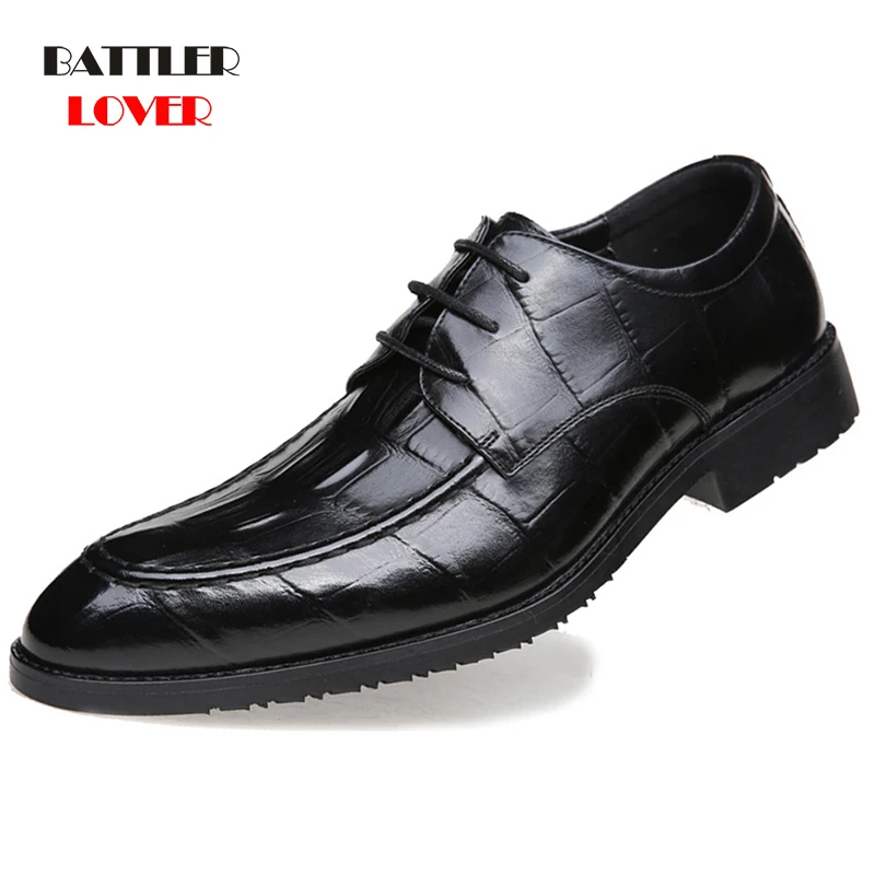 Wedding Shoes for Men Oxford Shoes Homme Dress Shoes Male Formal Shoes Crocodile Pattern Genuine Leather Pointed Toe Lace up