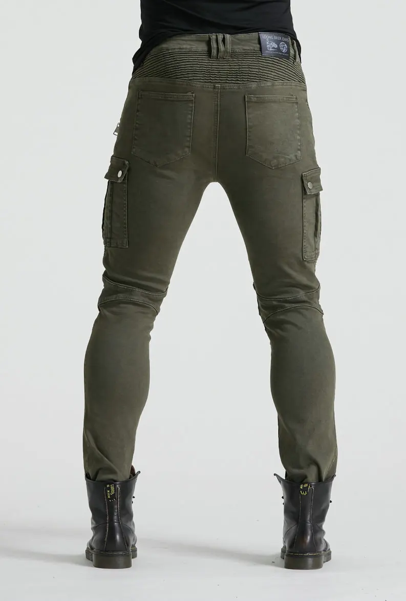 Green Motorcycle Pants Men Motocross Racing Trousers Cargo Jeans Touring Riding Pantalon Moto Pants Motorcycle Equipment Pants