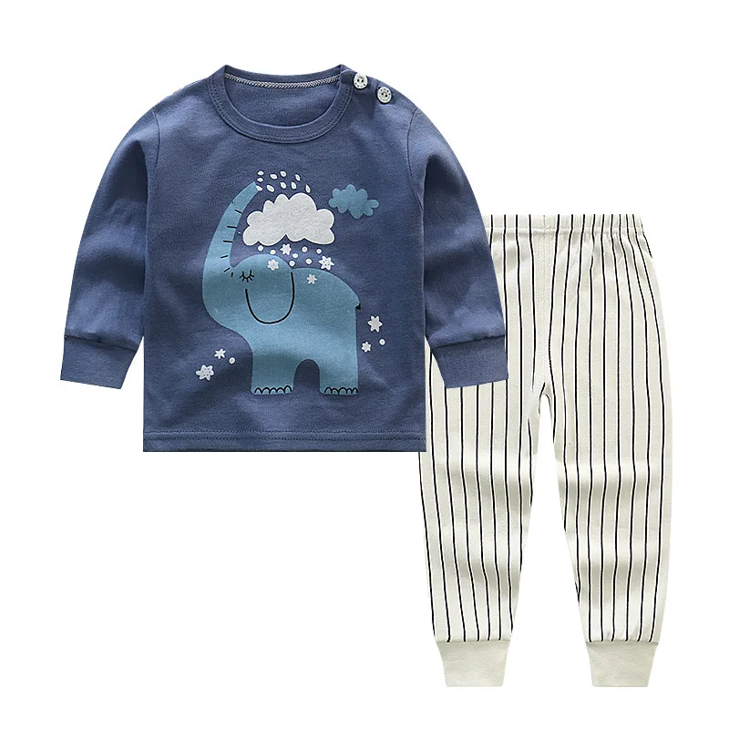 Elephant Luna Blanco/От 6 месяцев до 4 лет комплекты одежды из 2 предметов для маленьких мальчиков детские комплекты нижнего белья с длинными рукавами для мальчиков Одежда для маленьких мальчиков из 2 предметов - Цвет: Elephant